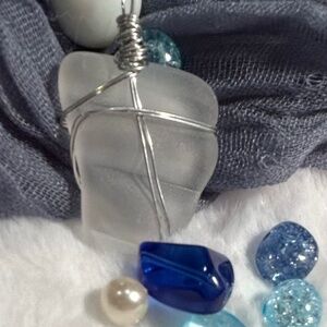 Genuine Clear Sea Glass Pendant